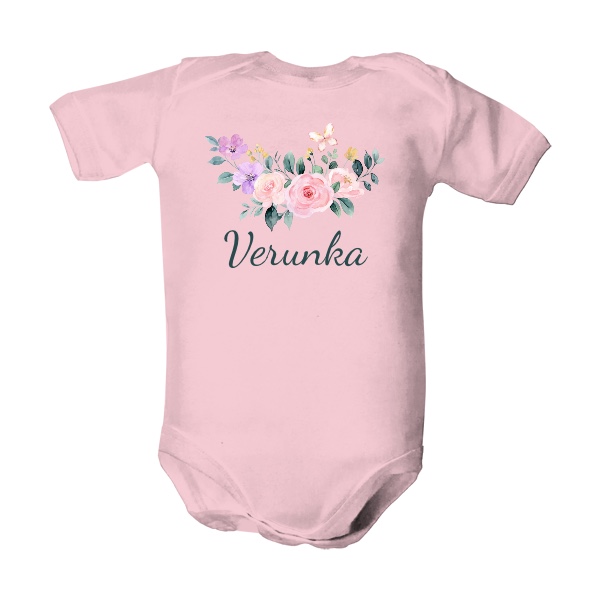 Dětské body  s potiskem Kytice květin se jménem holčičky 2