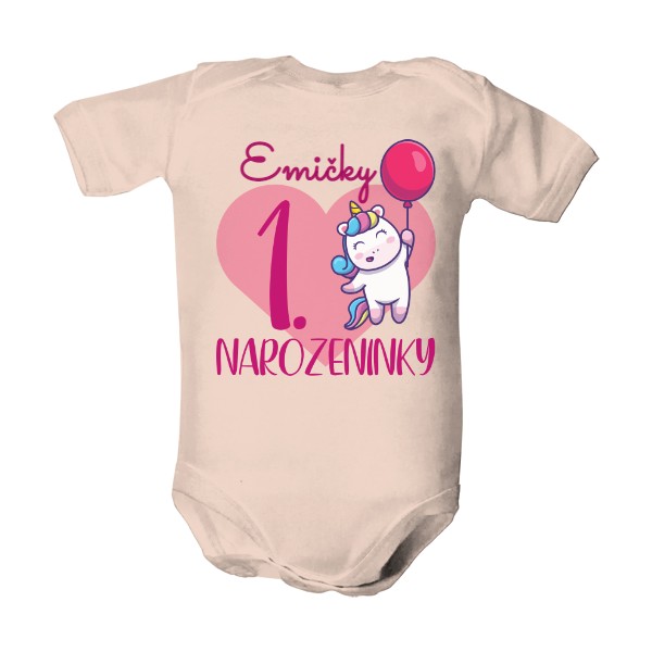 Dětské body  s potiskem První narozeninky miminka