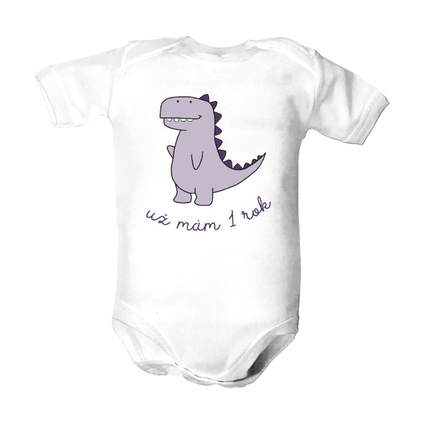 Dětské body  s potiskem Už mám 1 rok - Dinosaur